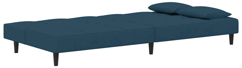 Dvivietė sofa-lova su dvejomis pagalvėmis, mėlyna, aksomas