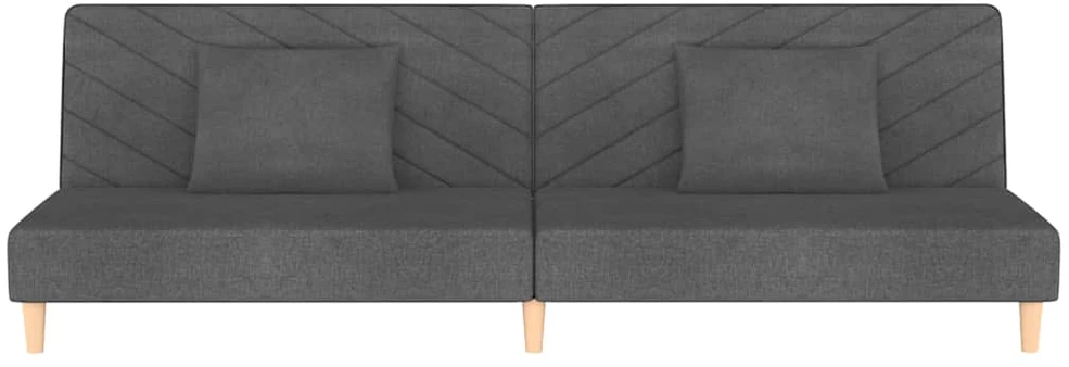 Dvivietė sofa-lova su dvejomis pagalvėmis, pilka, audinys