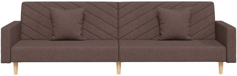 Dvivietė sofa-lova su dvejomis pagalvėmis, taupe, audinys