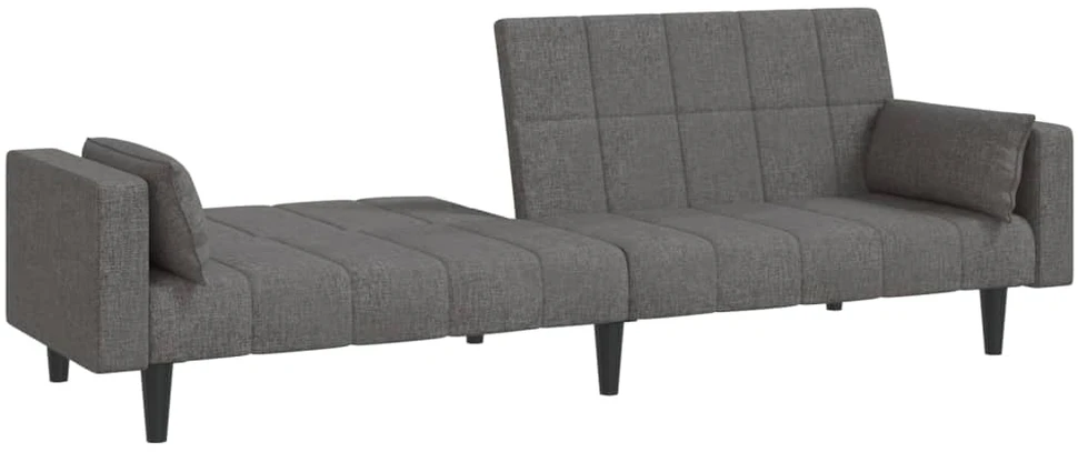 Dvivietė sofa-lova su dvejomis pagalvėmis, pilka, audinys