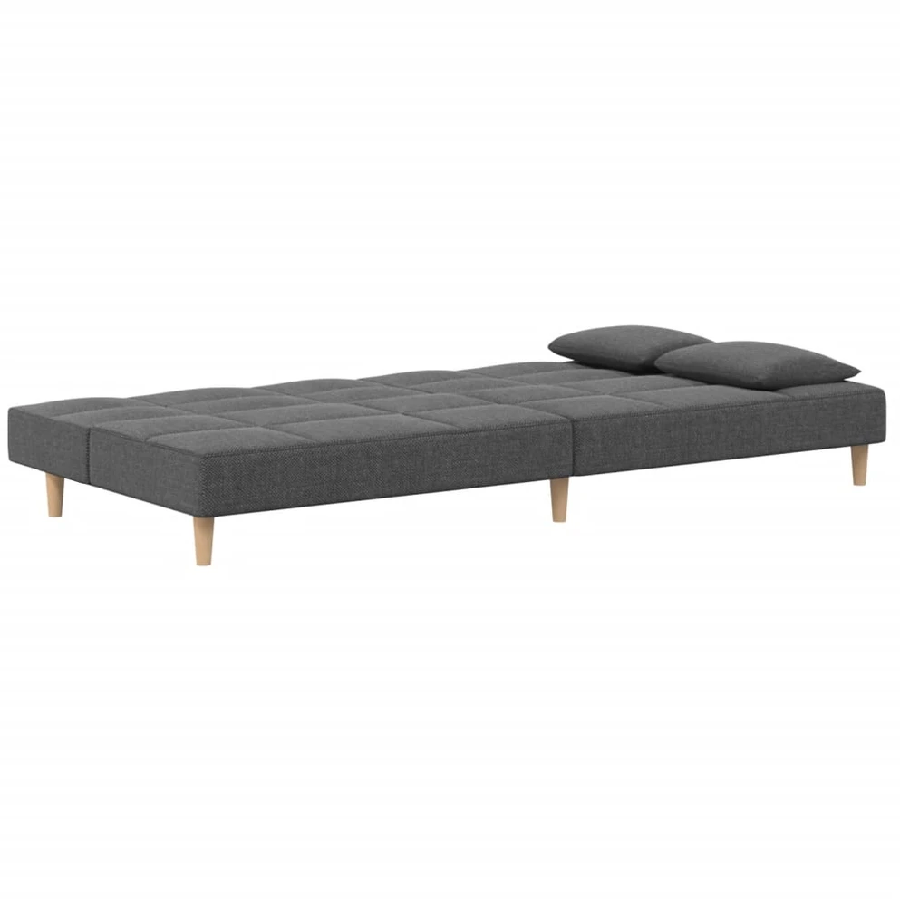 Dvivietė sofa-lova su dvejomis pagalvėmis, pilka, audinys