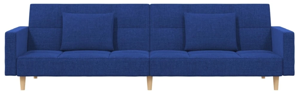 Dvivietė sofa-lova su dvejomis pagalvėmis, mėlyna, audinys
