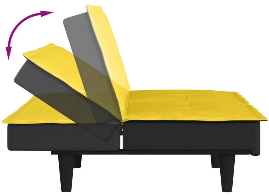 Dvivietė sofa-lova, šviesiai geltonos spalvos, audinys