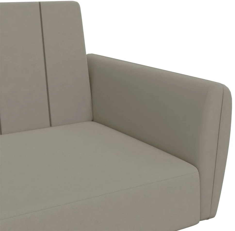 Dvivietė sofa-lova, šviesiai pilkos spalvos, aksomas