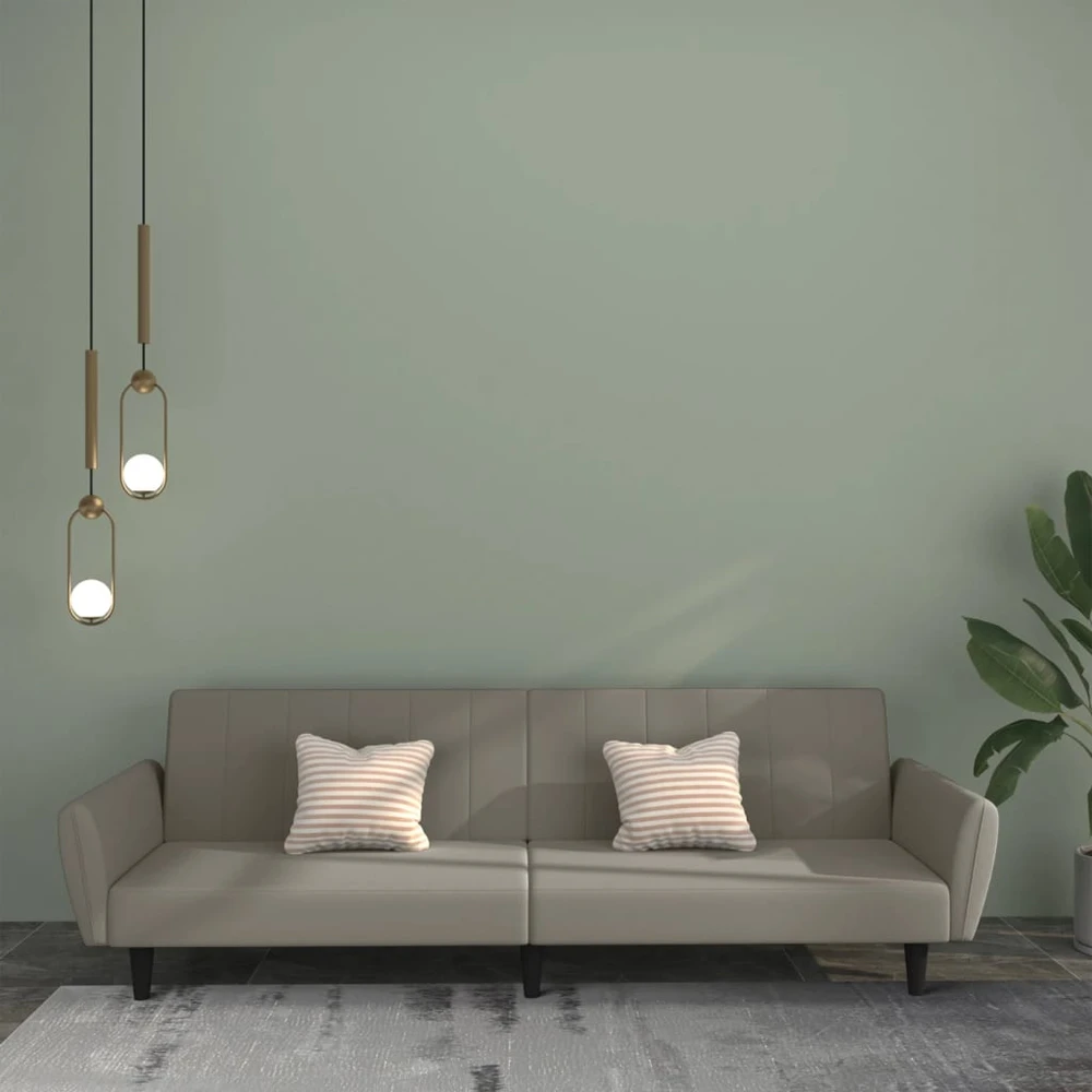 Dvivietė sofa-lova, šviesiai pilkos spalvos, aksomas