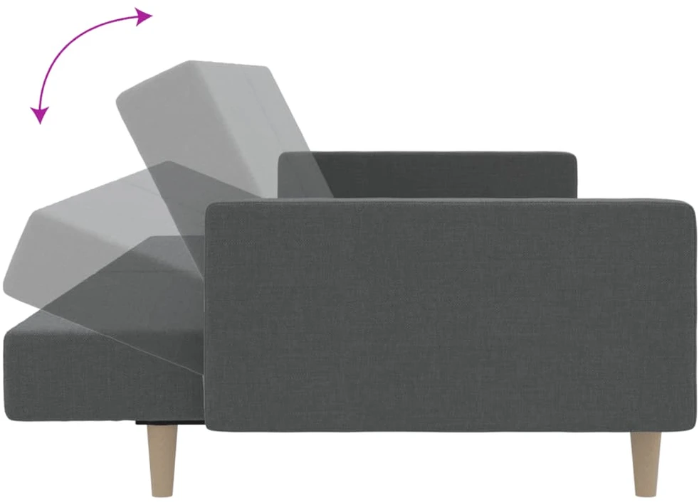 Dvivietė sofa-lova, šviesiai pilkos spalvos, audinys
