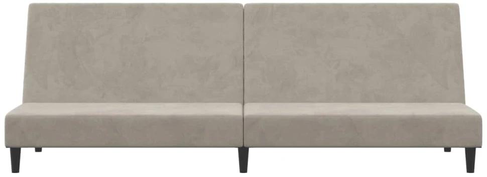 Dvivietė sofa-lova, šviesiai pilkos spalvos, aksomas