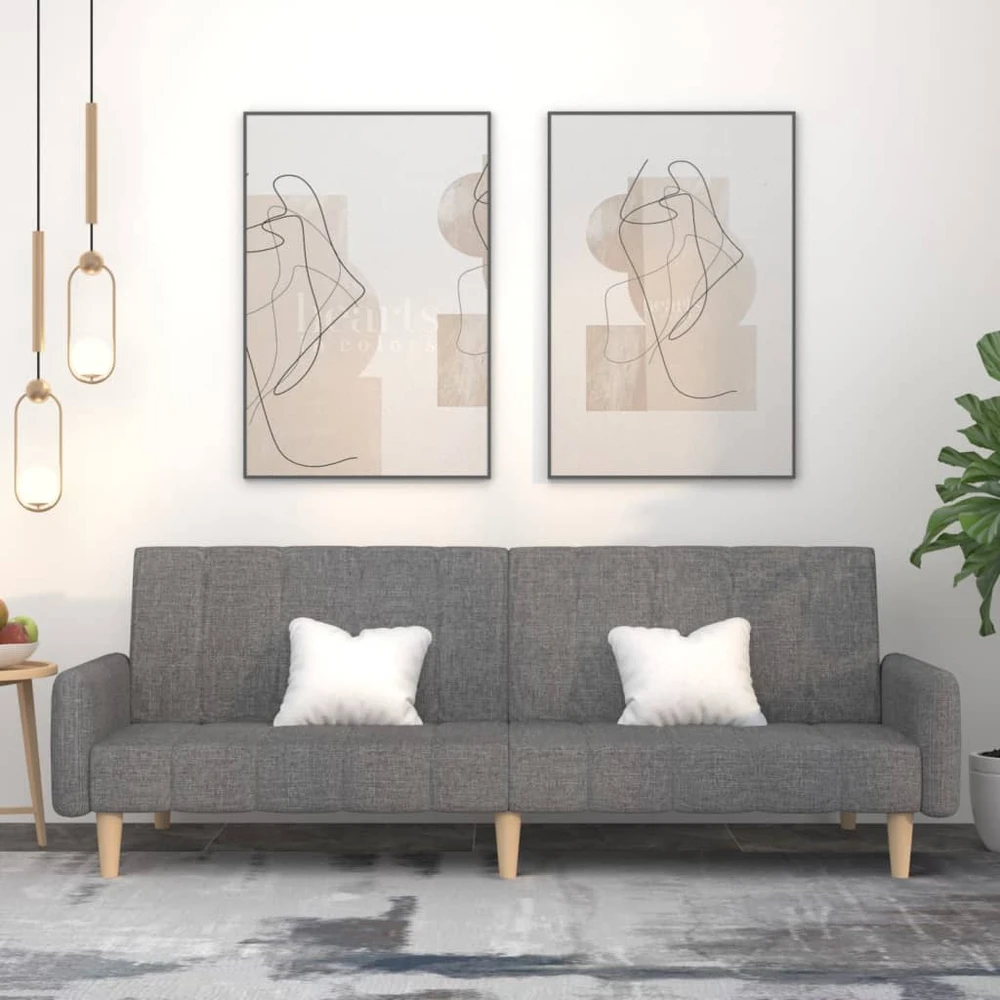 Dvivietė sofa-lova, šviesiai pilkos spalvos, audinys
