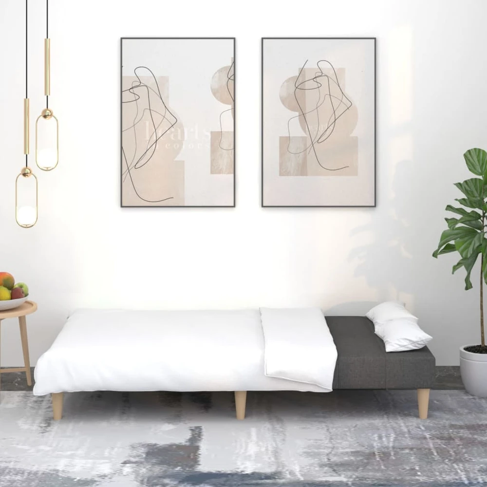 Dvivietė sofa-lova, šviesiai pilkos spalvos, audinys