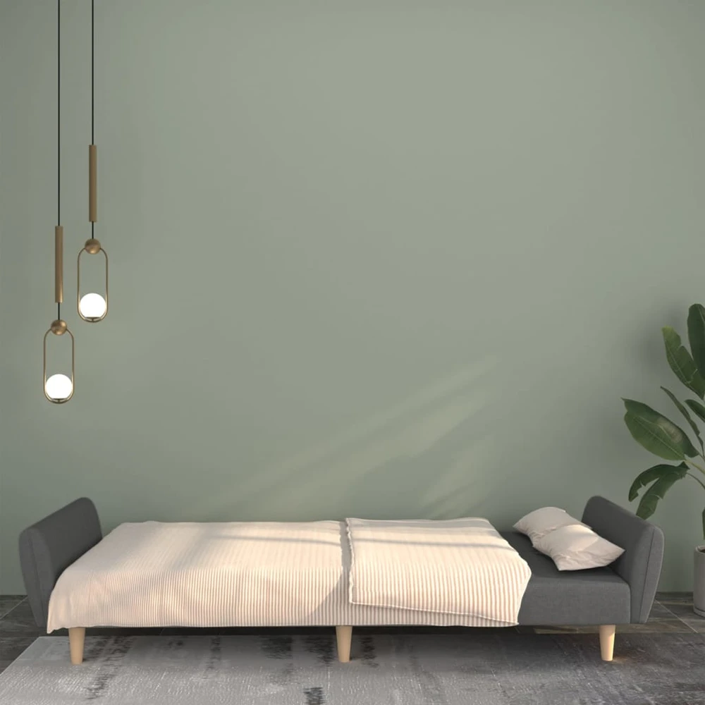 Dvivietė sofa-lova, šviesiai pilkos spalvos, audinys