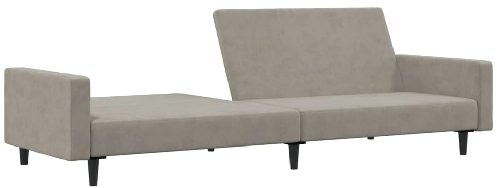Dvivietė sofa-lova, šviesiai pilkos spalvos, aksomas
