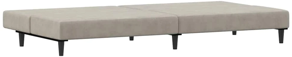 Dvivietė sofa-lova, šviesiai pilkos spalvos, aksomas