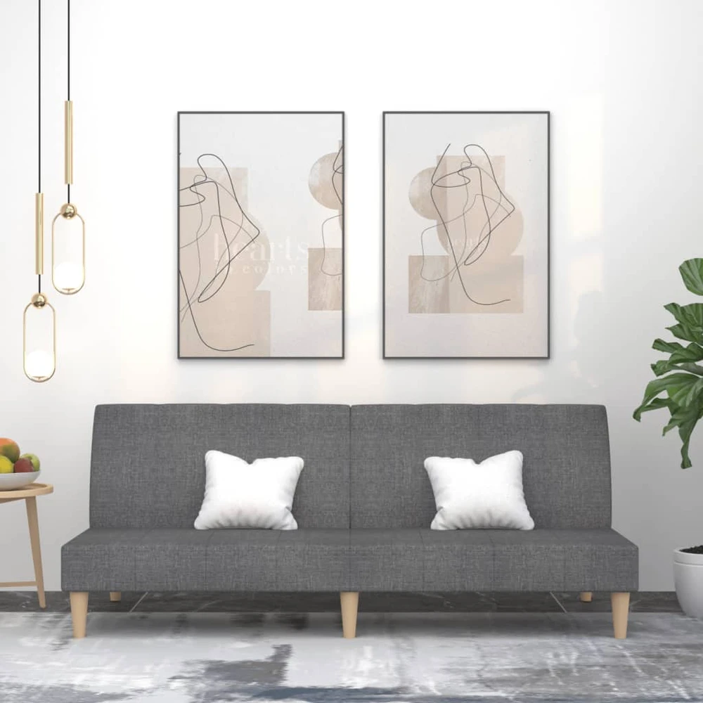 Dvivietė sofa-lova, šviesiai pilkos spalvos, audinys