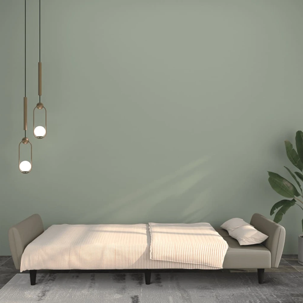 Dvivietė sofa-lova, šviesiai pilkos spalvos, aksomas