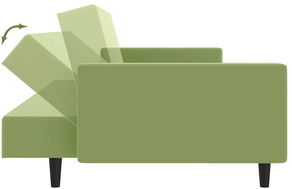 Dvivietė sofa-lova, šviesiai žalios spalvos, aksomas