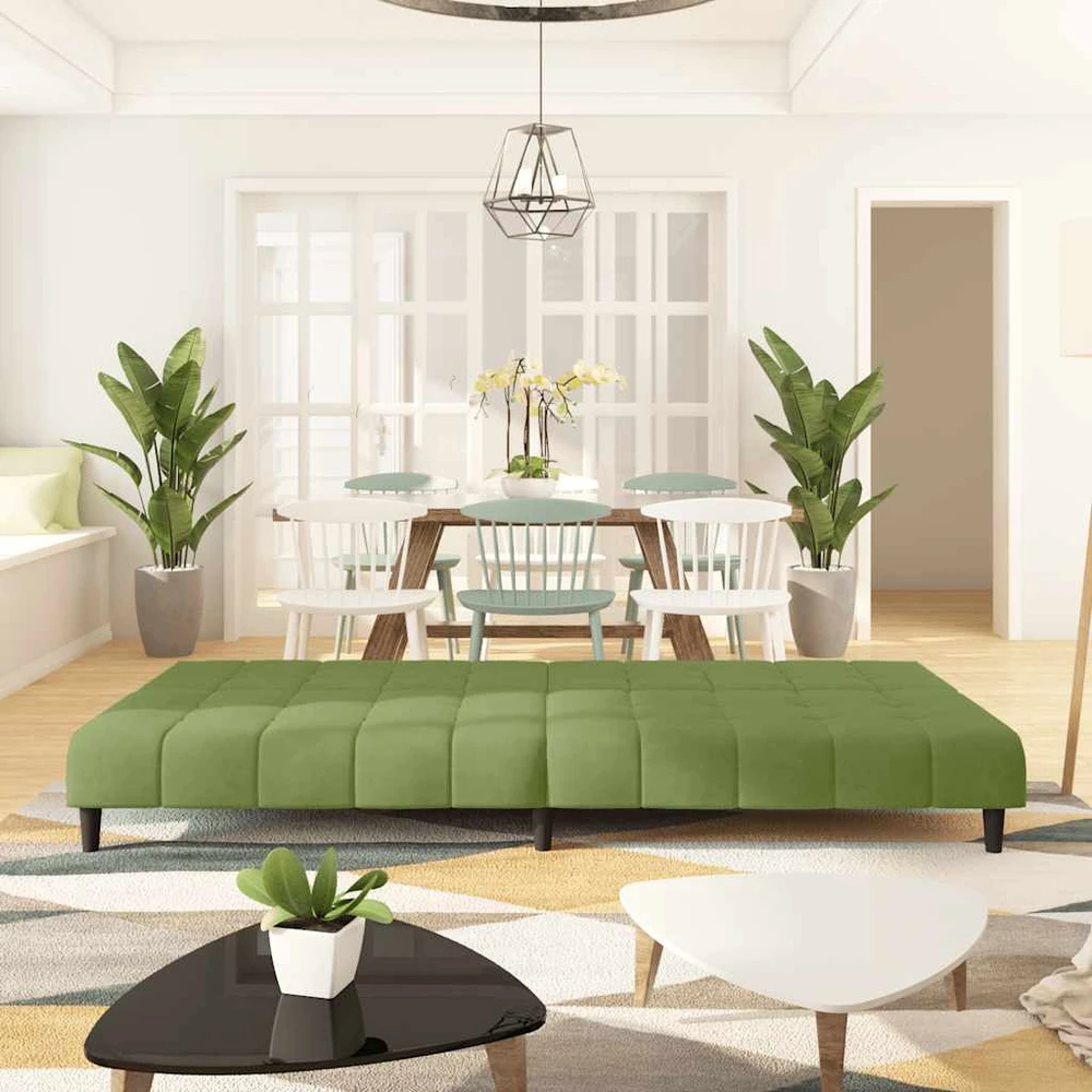 Dvivietė sofa-lova, šviesiai žalios spalvos, aksomas