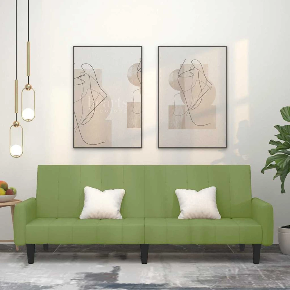 Dvivietė sofa-lova, šviesiai žalios spalvos, aksomas