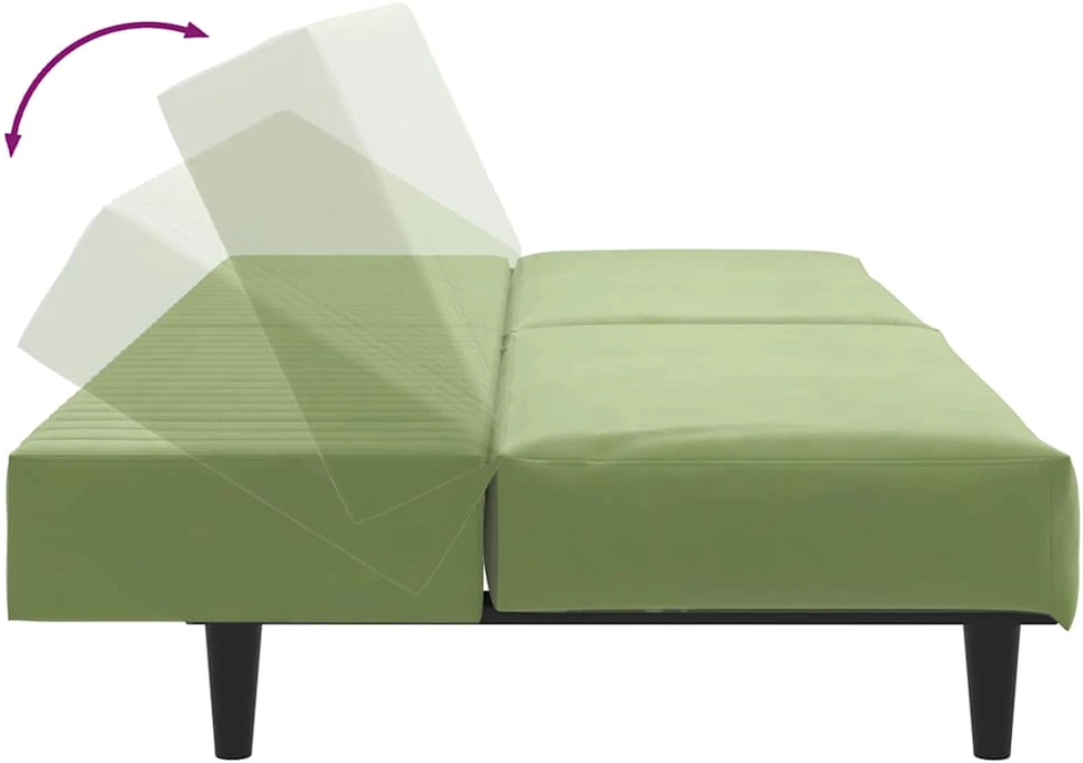 Dvivietė sofa-lova, šviesiai žalios spalvos, aksomas