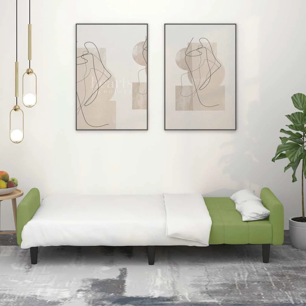 Dvivietė sofa-lova, šviesiai žalios spalvos, aksomas