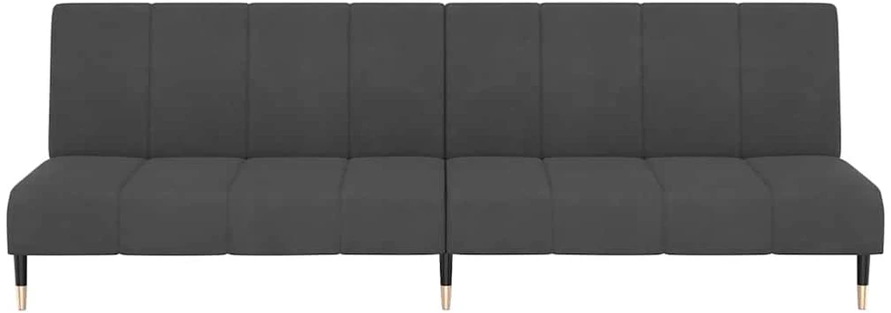 Dvivietė sofa-lova, tamsiai pilkos spalvos, aksomas
