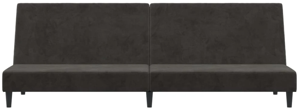 Dvivietė sofa-lova, tamsiai pilkos spalvos, aksomas