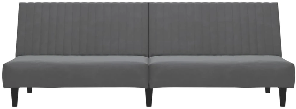 Dvivietė sofa-lova, tamsiai pilkos spalvos, aksomas