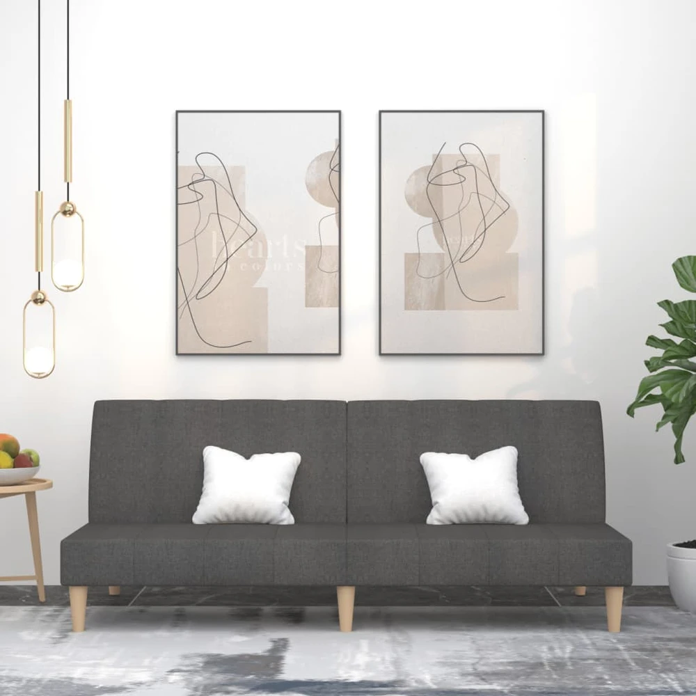 Dvivietė sofa-lova, tamsiai pilkos spalvos, audinys