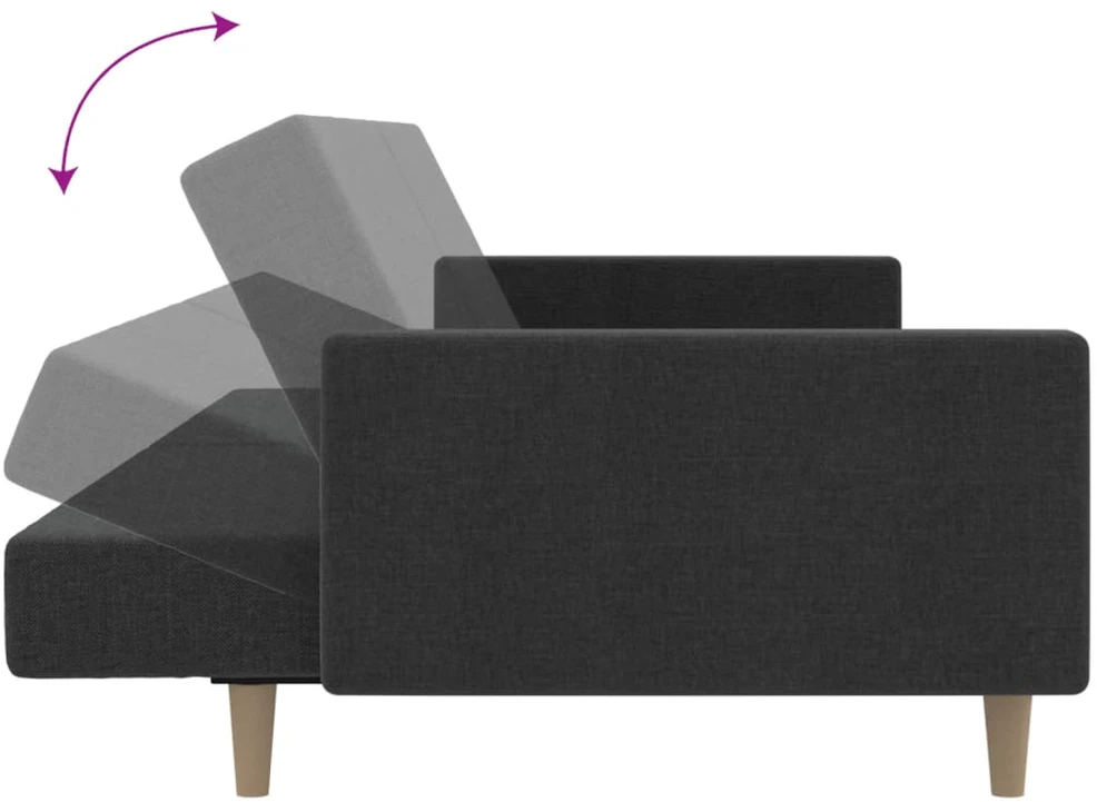 Dvivietė sofa-lova, tamsiai pilkos spalvos, audinys