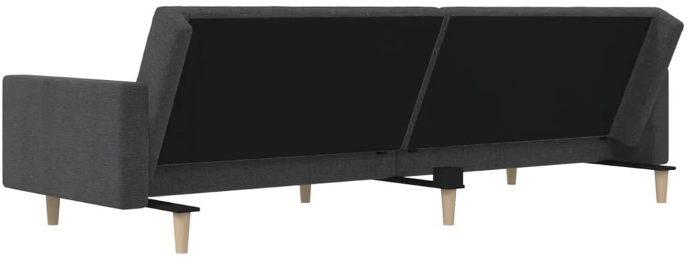 Dvivietė sofa-lova, tamsiai pilkos spalvos, audinys
