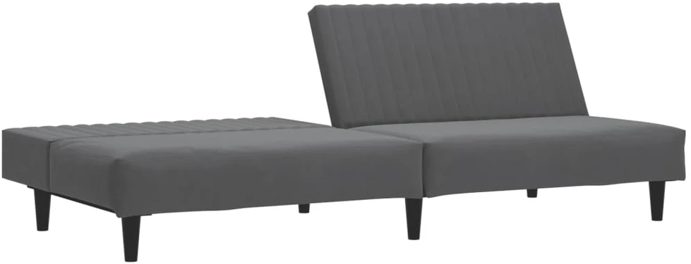 Dvivietė sofa-lova, tamsiai pilkos spalvos, aksomas