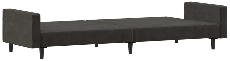 Dvivietė sofa-lova, tamsiai pilkos spalvos, aksomas