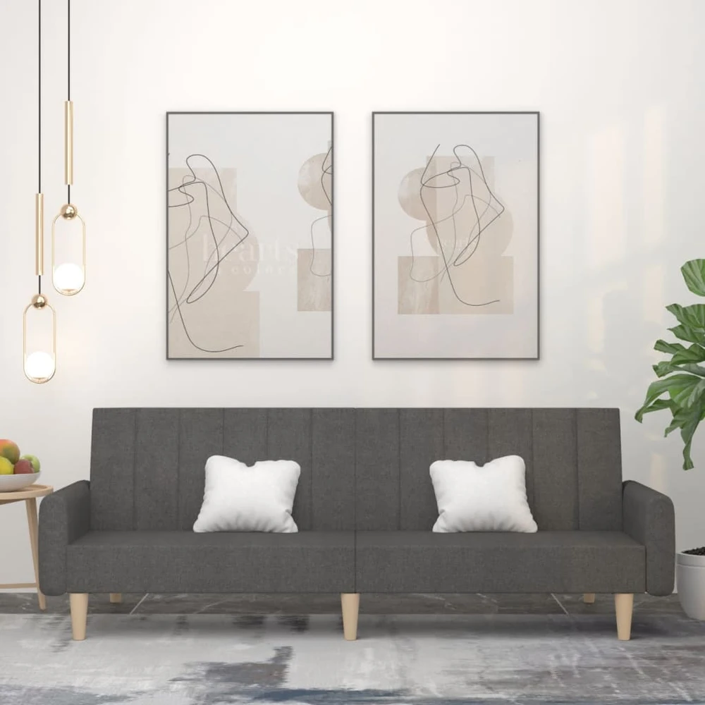 Dvivietė sofa-lova, tamsiai pilkos spalvos, audinys