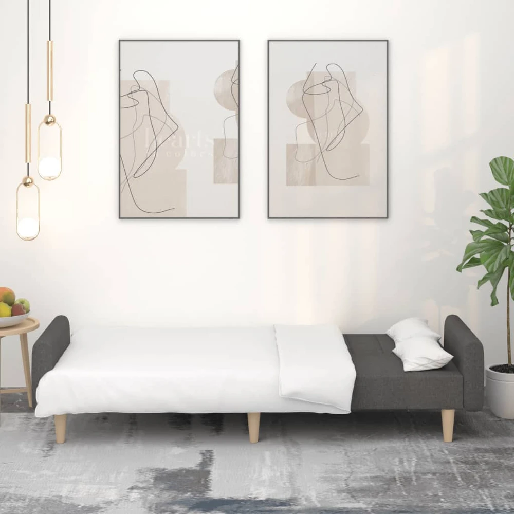 Dvivietė sofa-lova, tamsiai pilkos spalvos, audinys