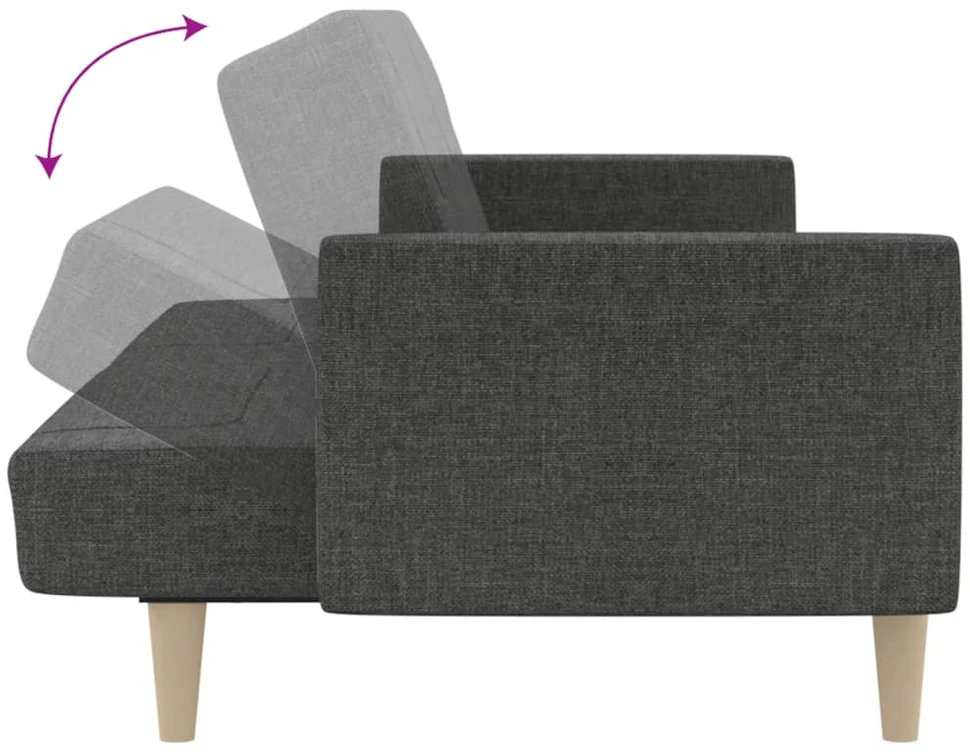 Dvivietė sofa-lova, tamsiai pilkos spalvos, audinys