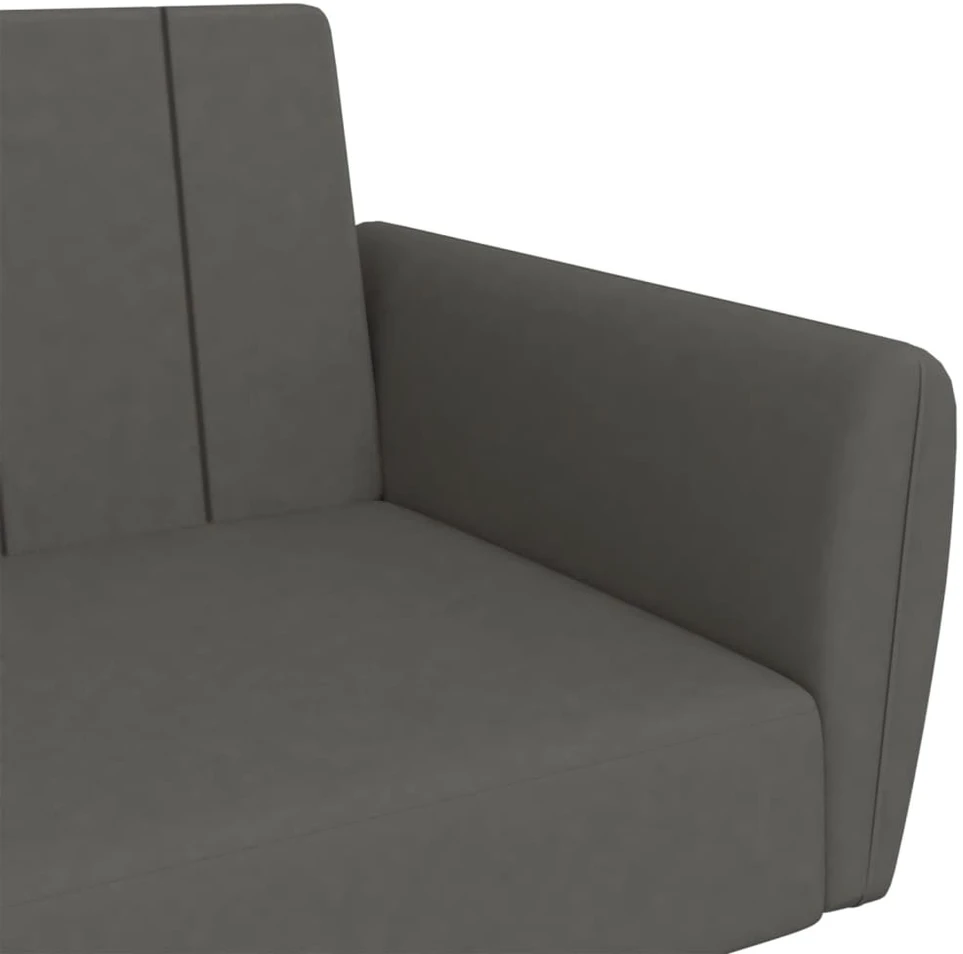 Dvivietė sofa-lova, tamsiai pilkos spalvos, aksomas