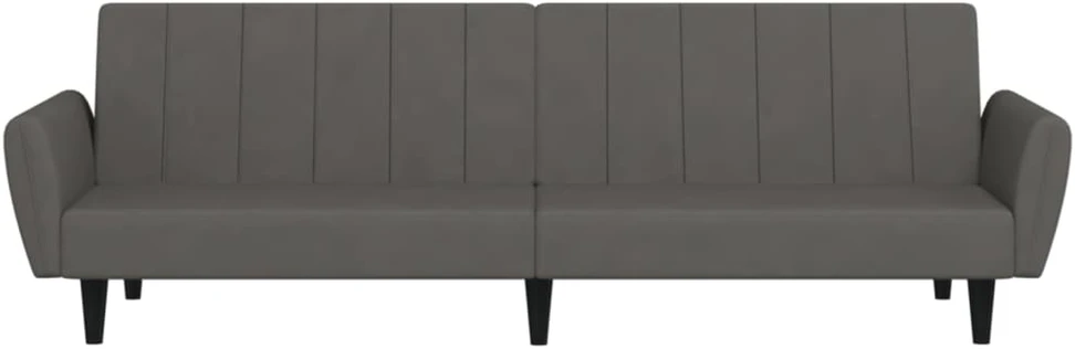 Dvivietė sofa-lova, tamsiai pilkos spalvos, aksomas