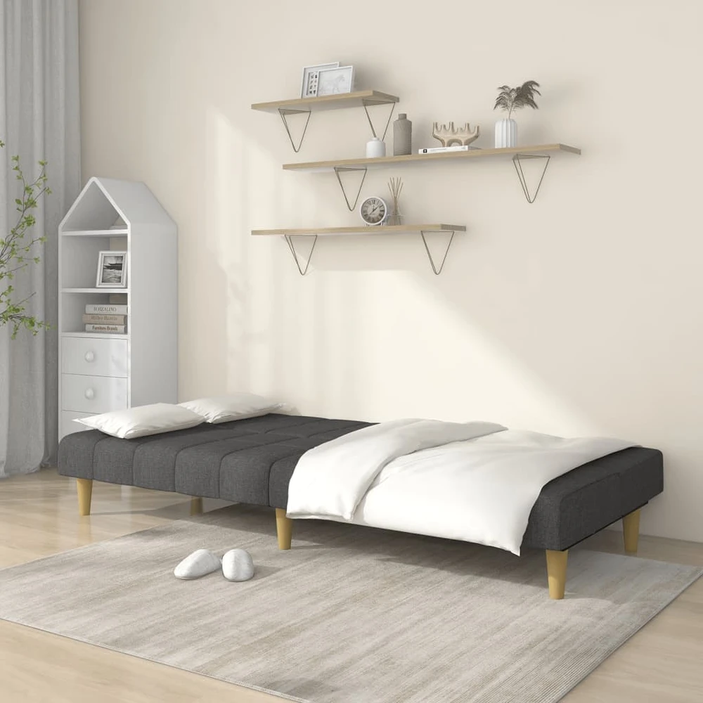 Dvivietė sofa-lova, tamsiai pilkos spalvos, audinys
