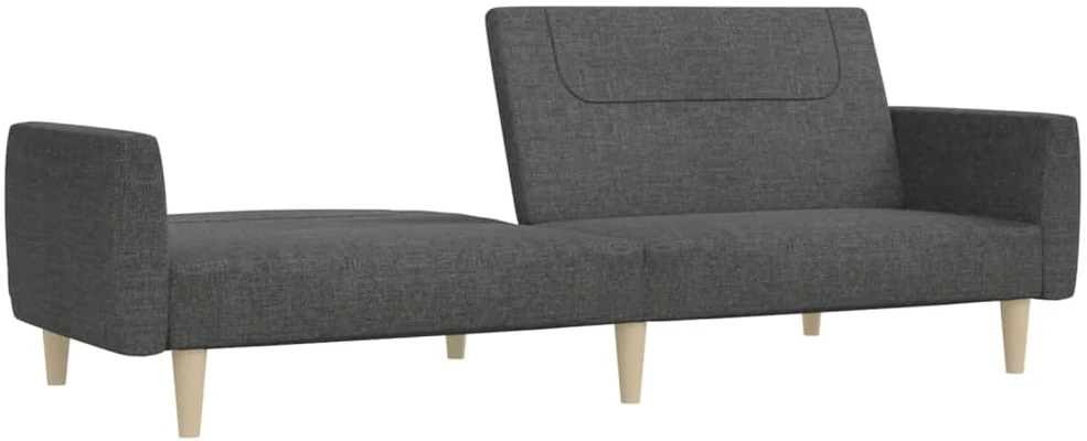 Dvivietė sofa-lova, tamsiai pilkos spalvos, audinys