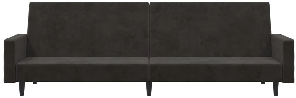 Dvivietė sofa-lova, tamsiai pilkos spalvos, aksomas
