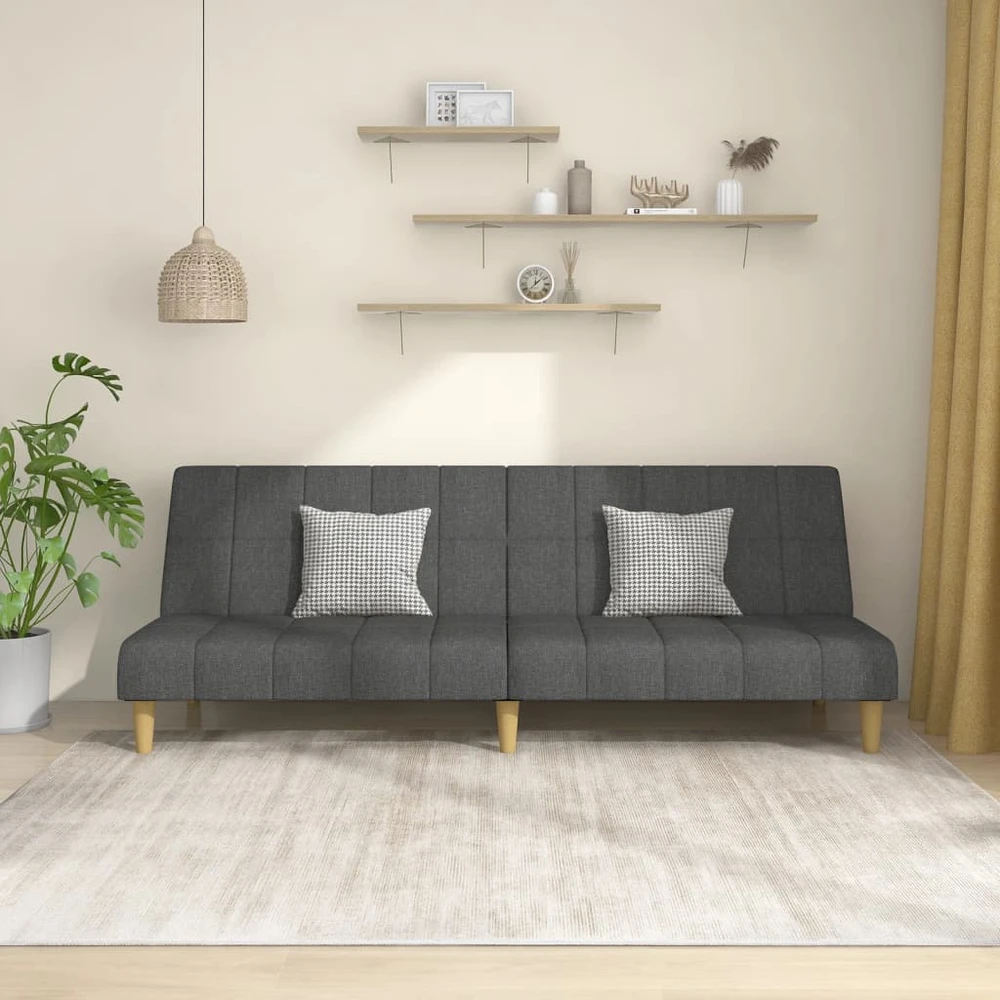Dvivietė sofa-lova, tamsiai pilkos spalvos, audinys
