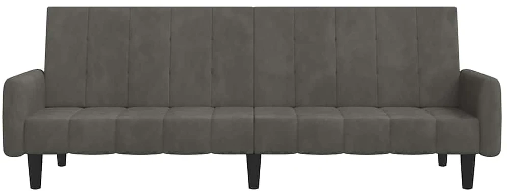 Dvivietė sofa-lova, tamsiai pilkos spalvos, aksomas