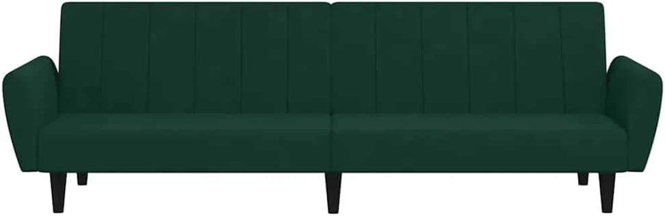 Dvivietė sofa-lova, tamsiai žalios spalvos, aksomas