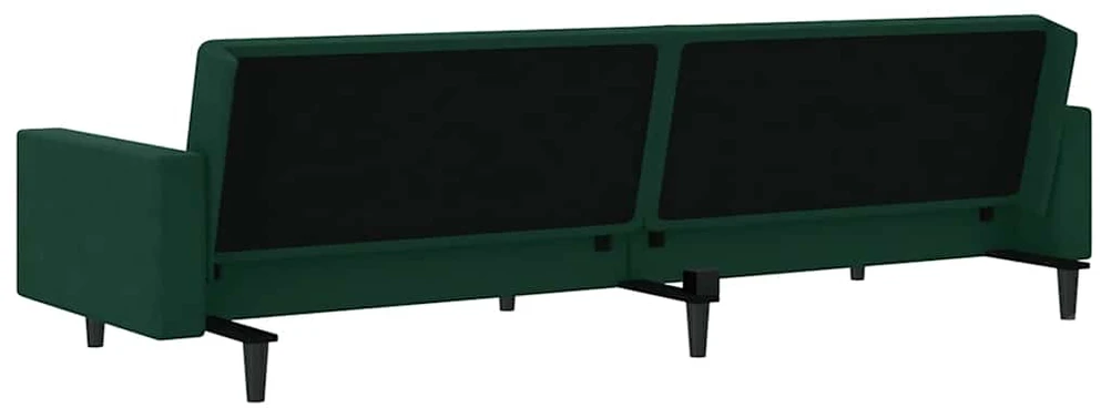 Dvivietė sofa-lova, tamsiai žalios spalvos, aksomas