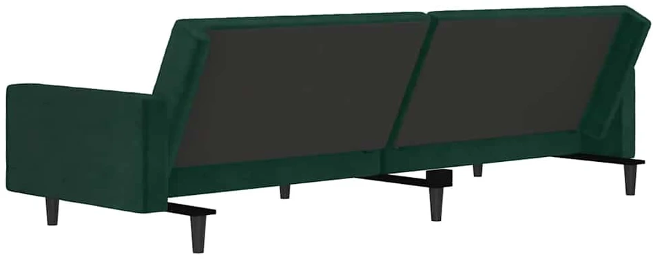 Dvivietė sofa-lova, tamsiai žalios spalvos, aksomas