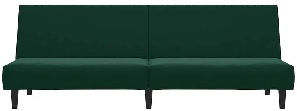 Dvivietė sofa-lova, tamsiai žalios spalvos, aksomas