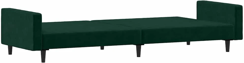Dvivietė sofa-lova, tamsiai žalios spalvos, aksomas