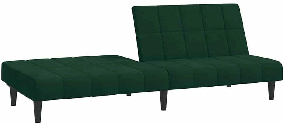 Dvivietė sofa-lova, tamsiai žalios spalvos, aksomas
