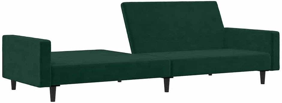 Dvivietė sofa-lova, tamsiai žalios spalvos, aksomas
