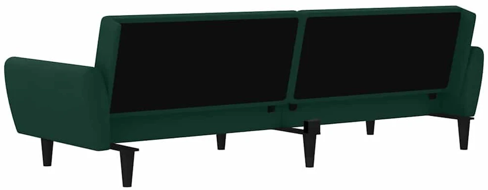 Dvivietė sofa-lova, tamsiai žalios spalvos, aksomas