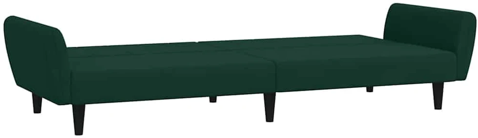 Dvivietė sofa-lova, tamsiai žalios spalvos, aksomas